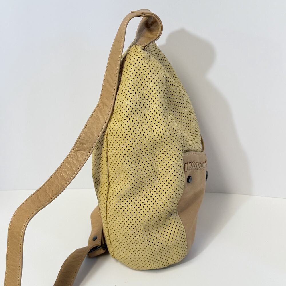 Hayden Harnett Tan Beige Genuine Leather Sling Bag Purse Perforated Adjustable - Picture 7 of 15